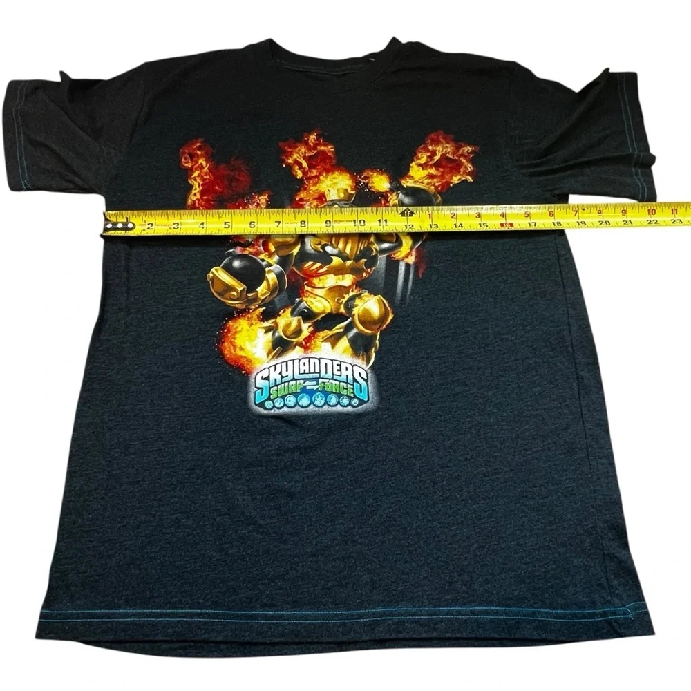 Skylanders Swap Force Blast Zone Black Blue Heather Short Sleeve Tee Youth XL